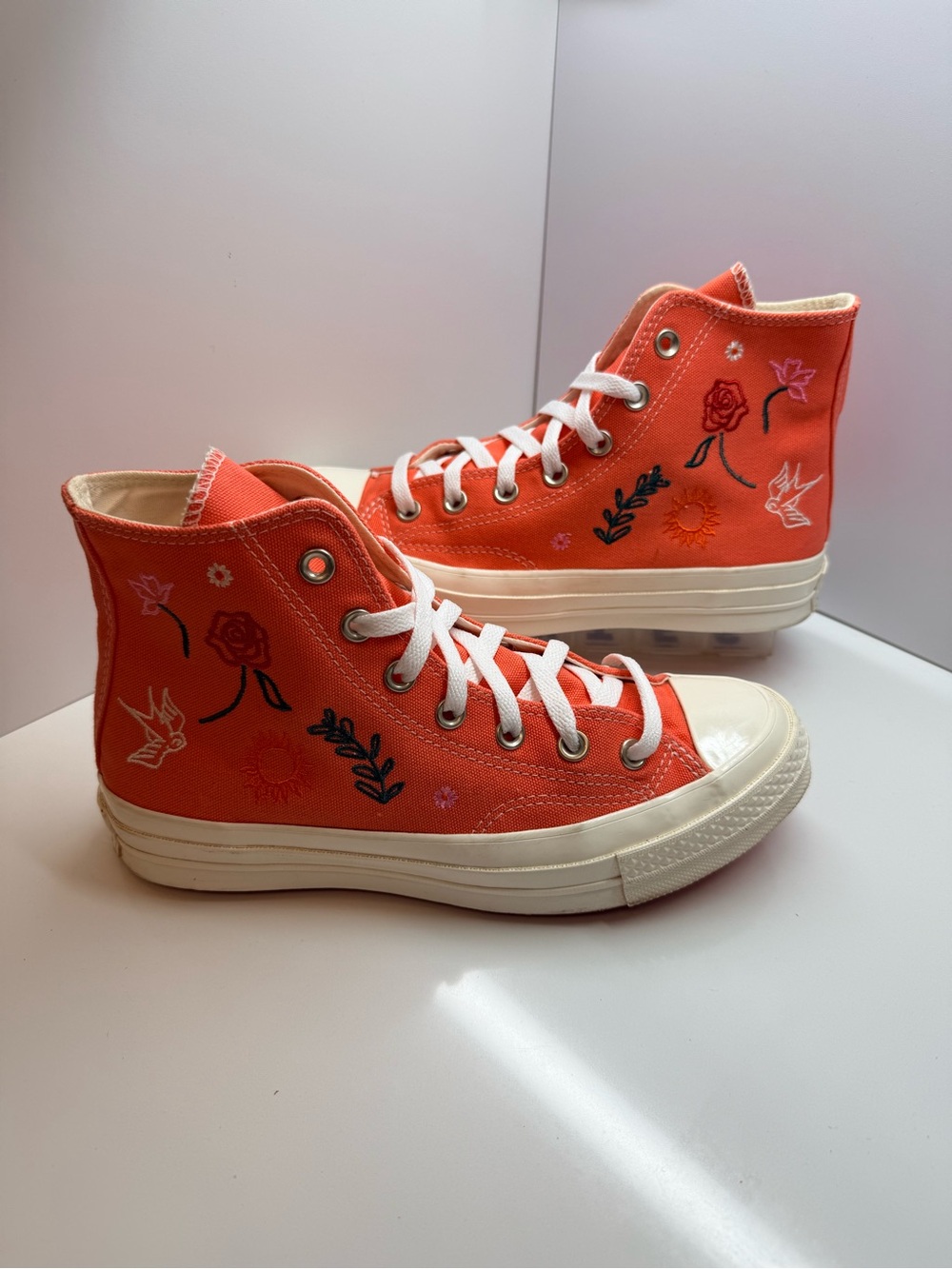 Converse Chuck 70 High “Summer Embroidery” — Watermelon Slushy/Egret